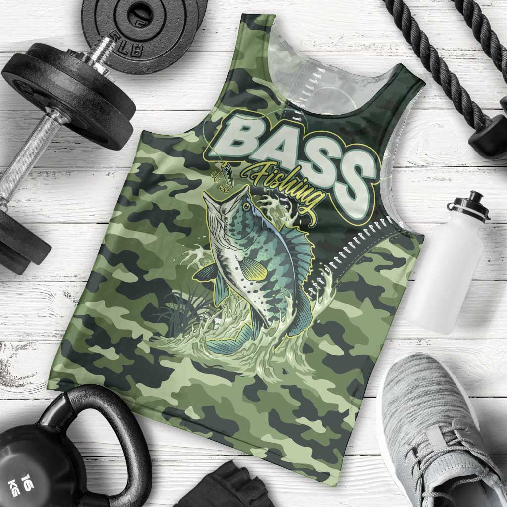 Personalized Bass Fishing Camouflage Men Tank Top Zipper Stylized