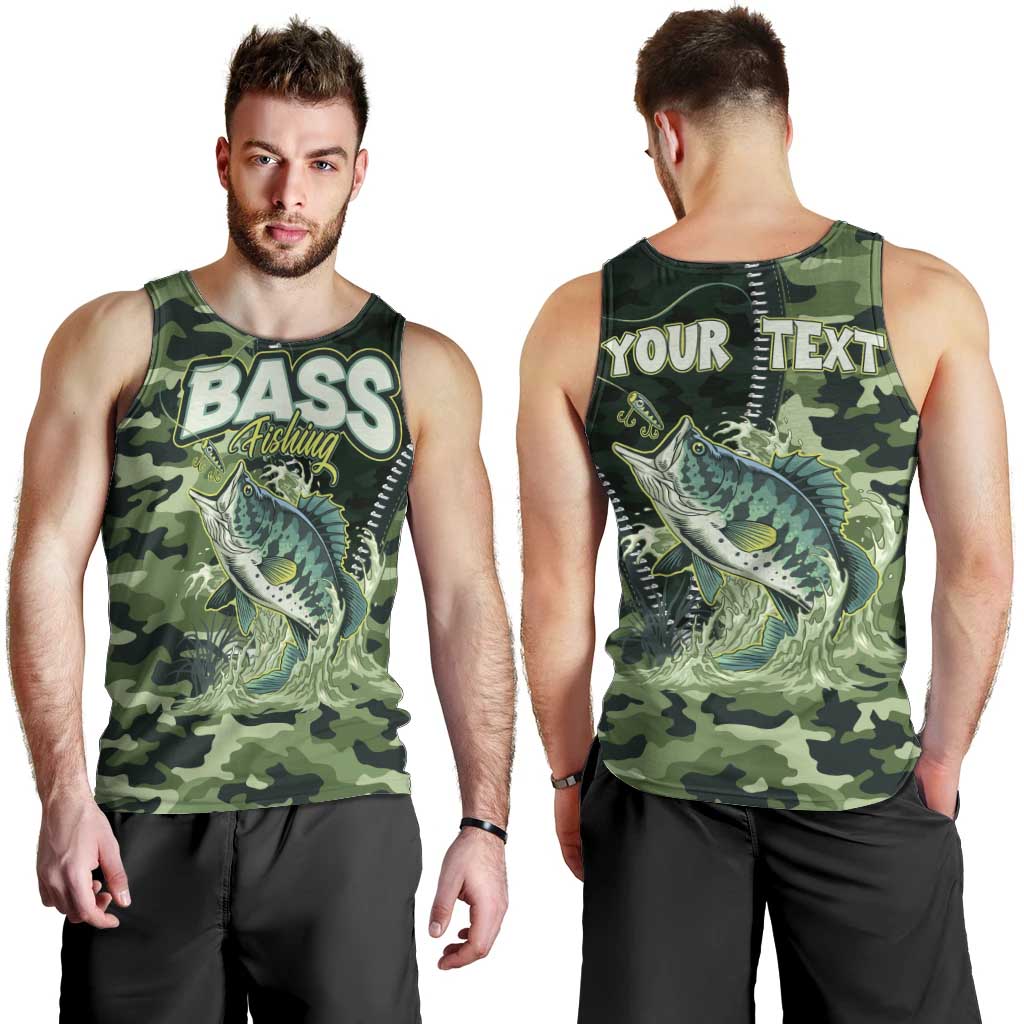 Personalized Bass Fishing Camouflage Men Tank Top Zipper Stylized