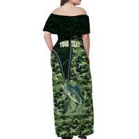 Personalized Bass Fishing Camouflage Off Shoulder Maxi Dress Zipper Stylized