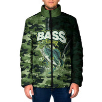 Personalized Bass Fishing Camouflage Padded Jacket Zipper Stylized