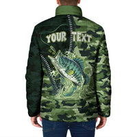 Personalized Bass Fishing Camouflage Padded Jacket Zipper Stylized