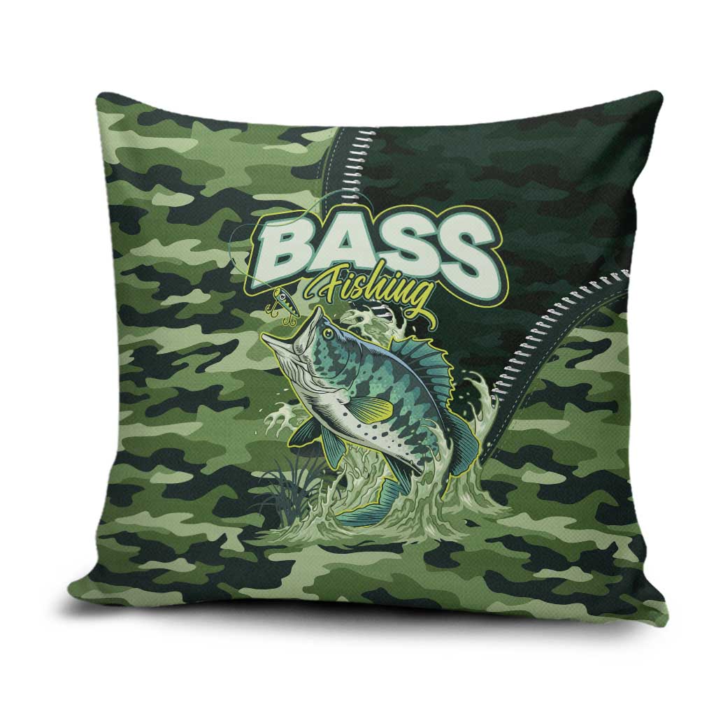 Bass Fishing Camouflage Pillow Cover Zipper Stylized