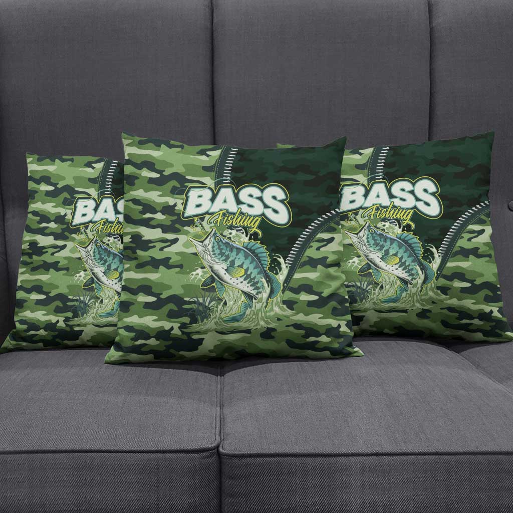 Bass Fishing Camouflage Pillow Cover Zipper Stylized