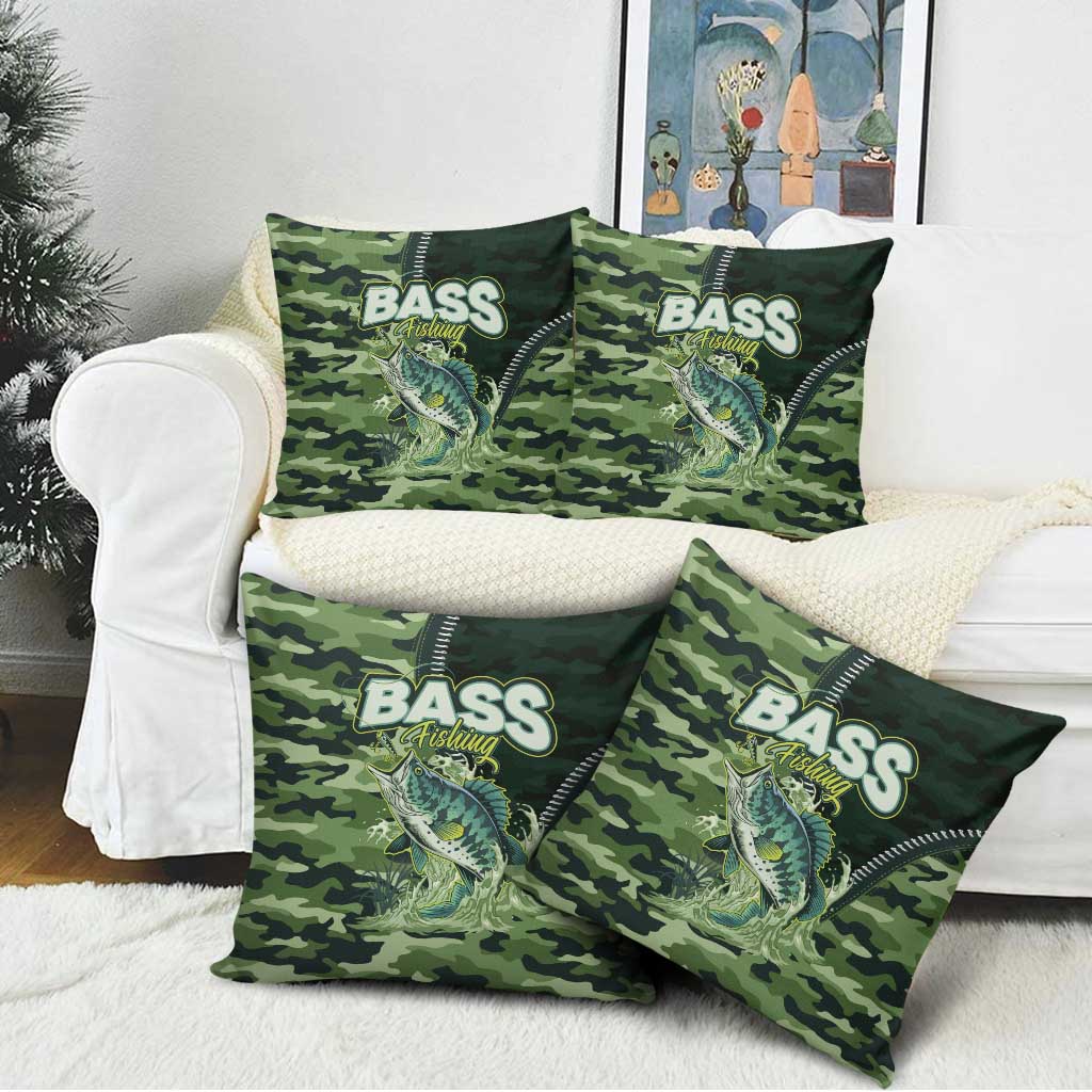 Bass Fishing Camouflage Pillow Cover Zipper Stylized