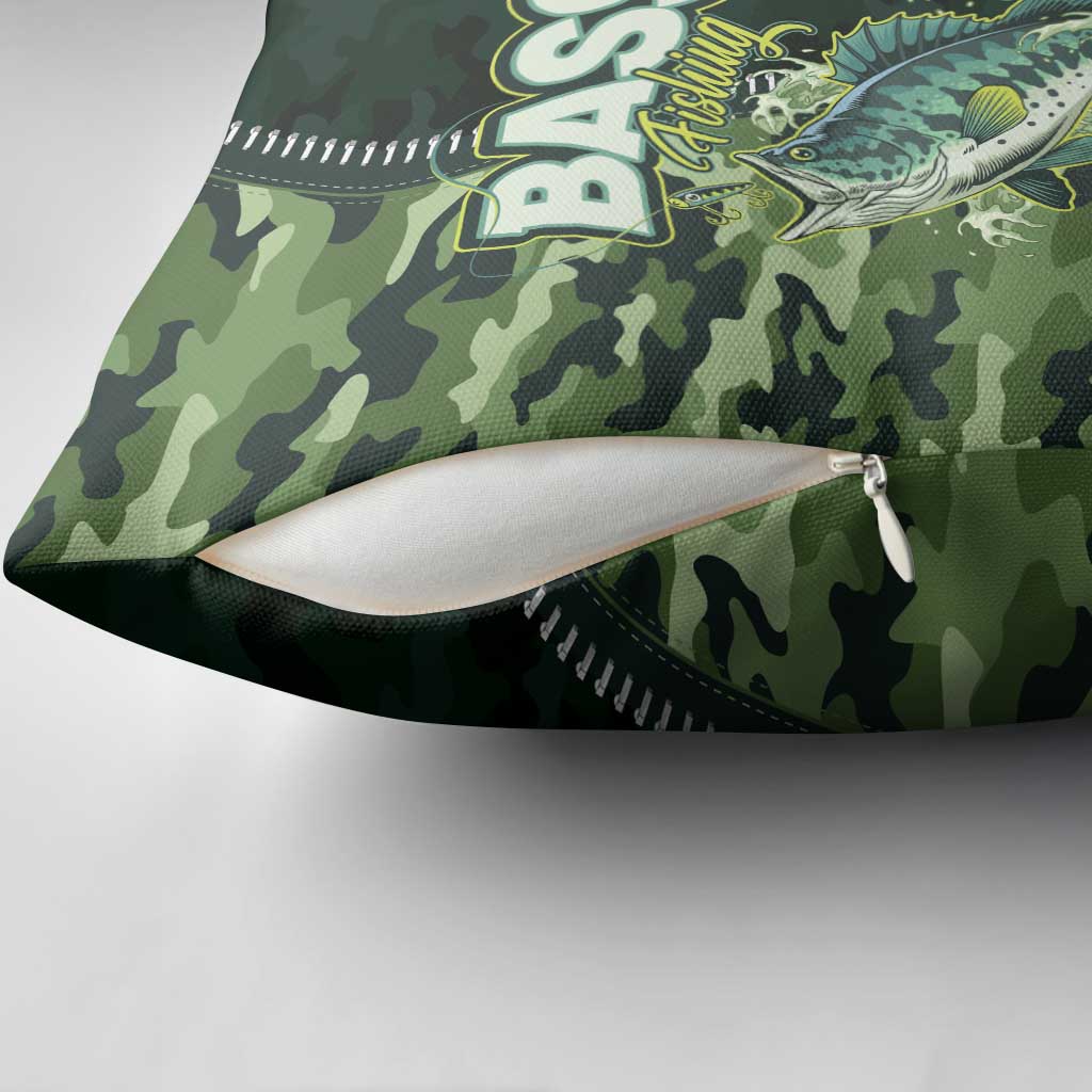 Bass Fishing Camouflage Pillow Cover Zipper Stylized