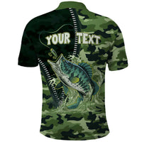 Personalized Bass Fishing Camouflage Polo Shirt Zipper Stylized