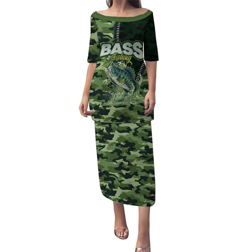 Personalized Bass Fishing Camouflage Puletasi Zipper Stylized