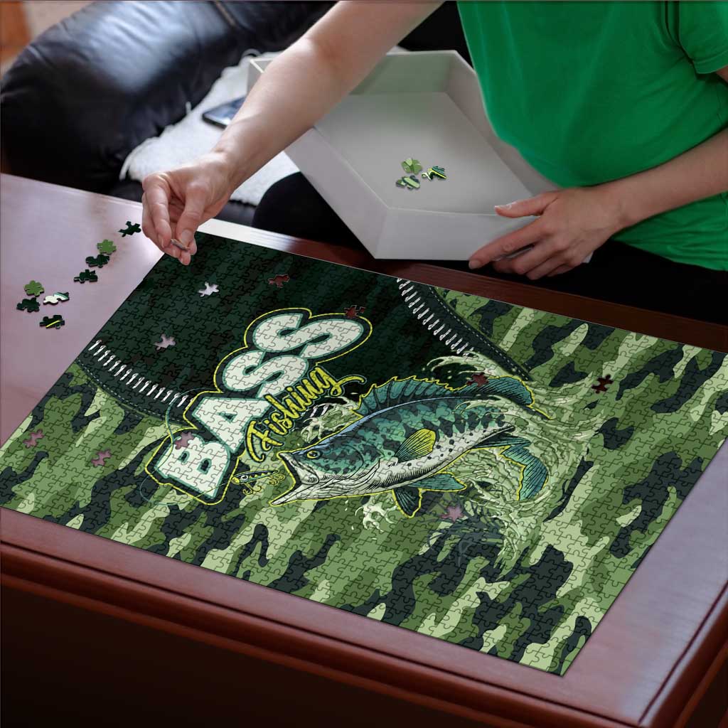 Bass Fishing Camouflage Puzzle Zipper Stylized