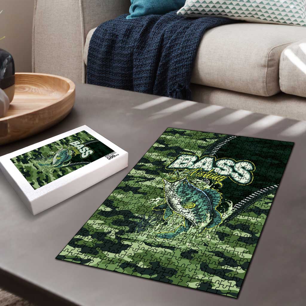 Bass Fishing Camouflage Puzzle Zipper Stylized