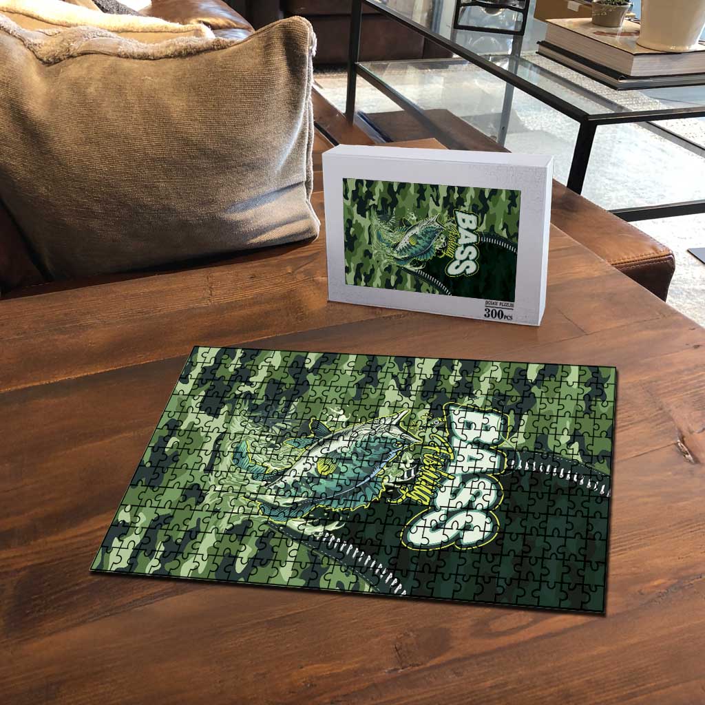 Bass Fishing Camouflage Puzzle Zipper Stylized