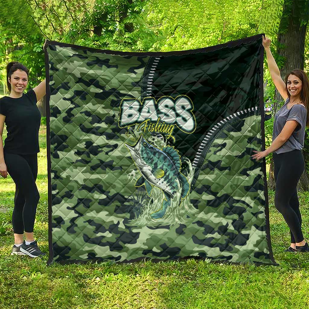 Bass Fishing Camouflage Quilt Zipper Stylized