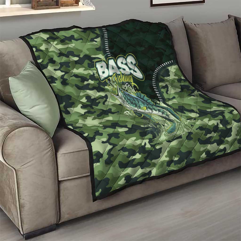 Bass Fishing Camouflage Quilt Zipper Stylized