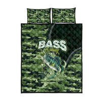 Bass Fishing Camouflage Quilt Bed Set Zipper Stylized