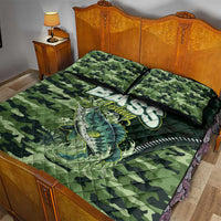 Bass Fishing Camouflage Quilt Bed Set Zipper Stylized