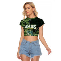 Personalized Bass Fishing Camouflage Raglan Cropped T Shirt Zipper Stylized