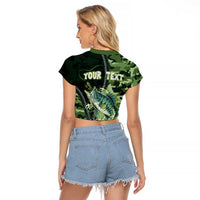 Personalized Bass Fishing Camouflage Raglan Cropped T Shirt Zipper Stylized