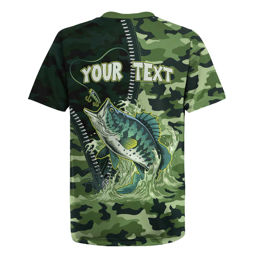 Personalized Bass Fishing Camouflage Rugby Jersey Zipper Stylized
