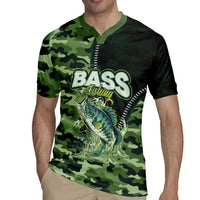 Personalized Bass Fishing Camouflage Rugby Jersey Zipper Stylized
