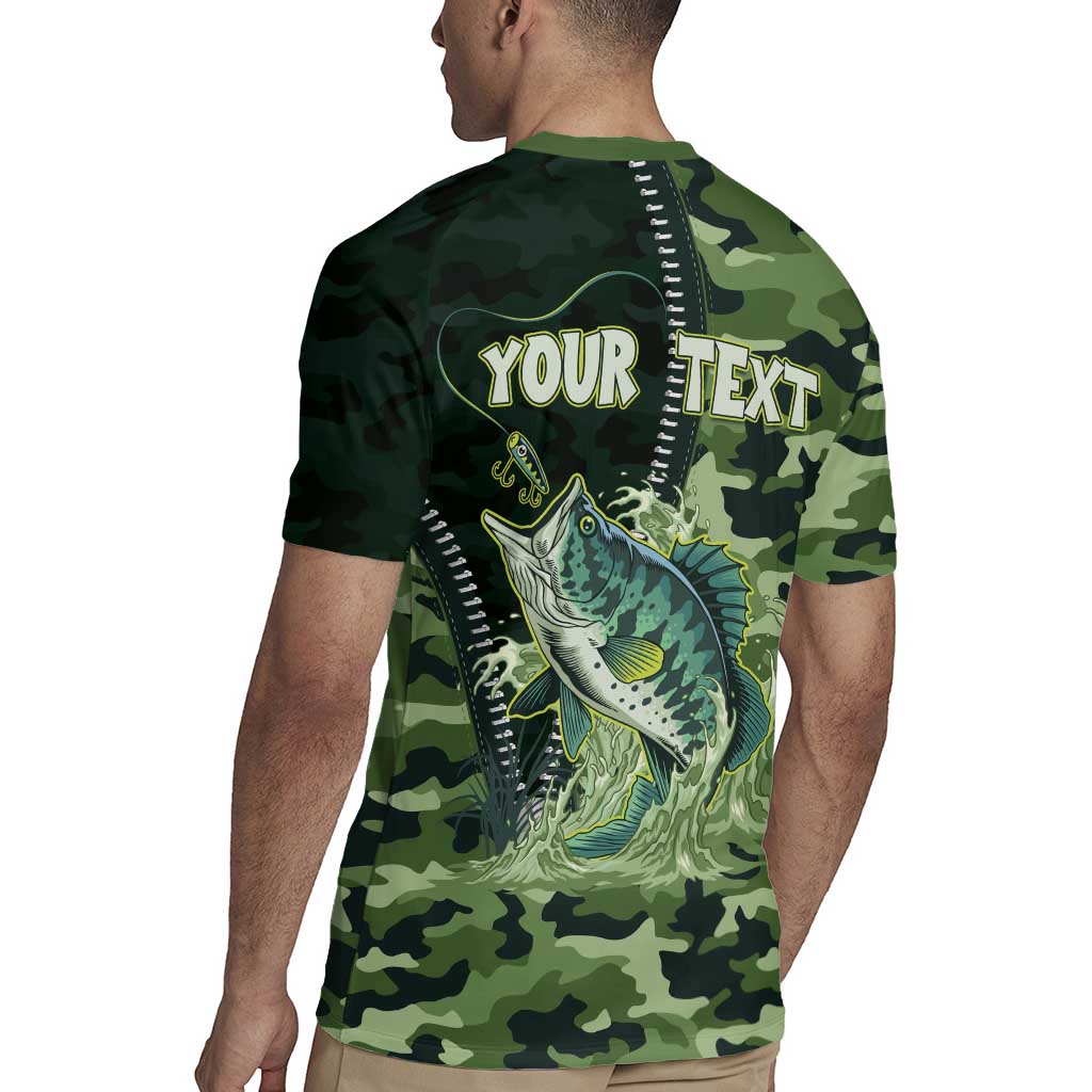 Personalized Bass Fishing Camouflage Rugby Jersey Zipper Stylized