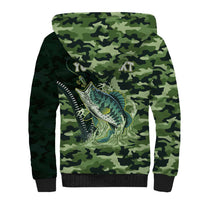 Personalized Bass Fishing Camouflage Sherpa Hoodie Zipper Stylized