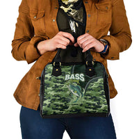 Bass Fishing Camouflage Shoulder Handbag Zipper Stylized