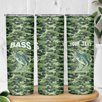 Personalized Bass Fishing Camouflage Skinny Tumbler Zipper Stylized