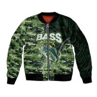 Personalized Bass Fishing Camouflage Sleeve Zip Bomber Jacket Zipper Stylized