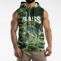 Personalized Bass Fishing Camouflage Sleeveless Hoodie Zipper Stylized