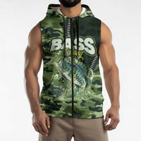 Personalized Bass Fishing Camouflage Sleeveless Zip Hoodie Zipper Stylized