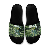 Bass Fishing Camouflage Slide Sandals Zipper Stylized