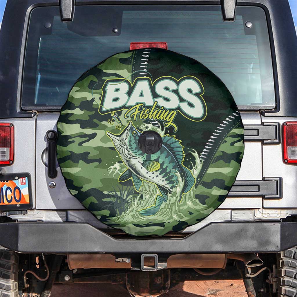 Bass Fishing Camouflage Spare Tire Cover Zipper Stylized