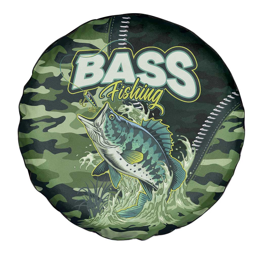 Bass Fishing Camouflage Spare Tire Cover Zipper Stylized
