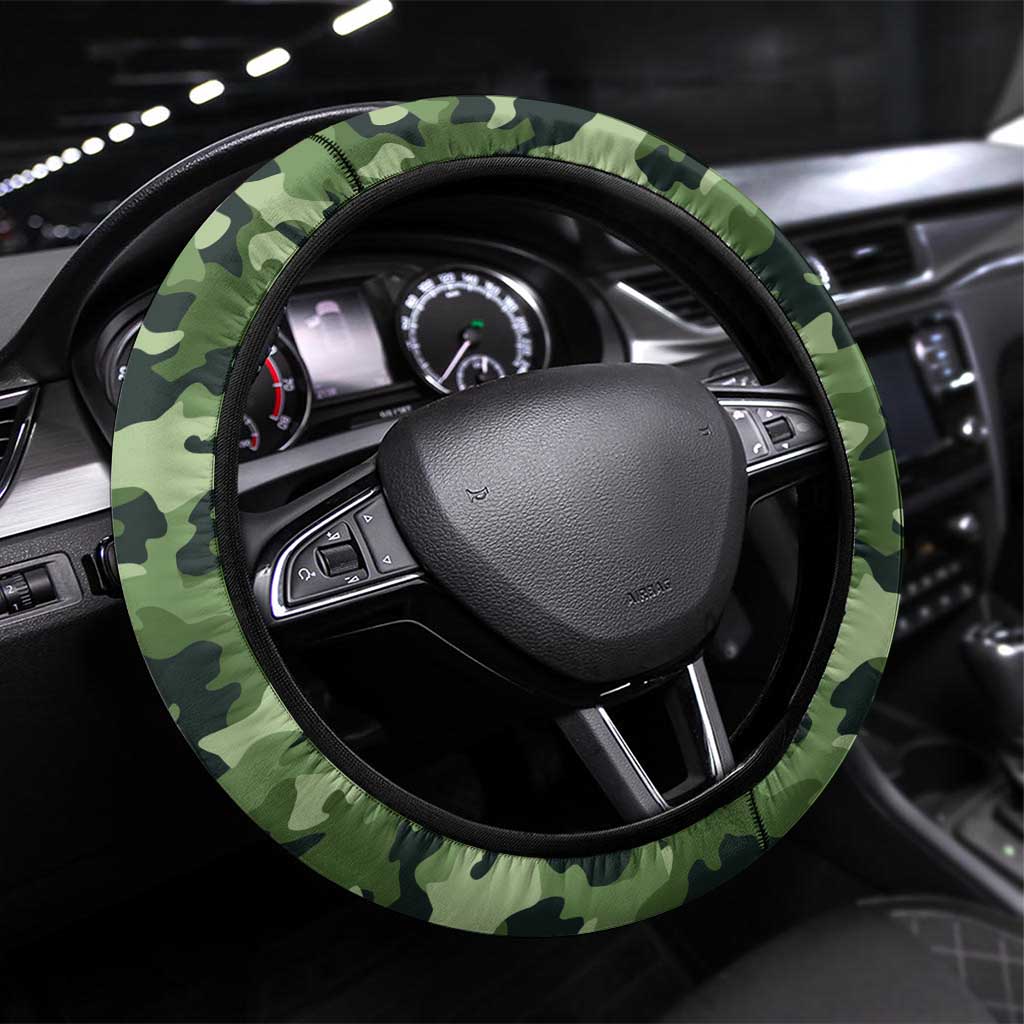 Bass Fishing Camouflage Steering Wheel Cover Zipper Stylized