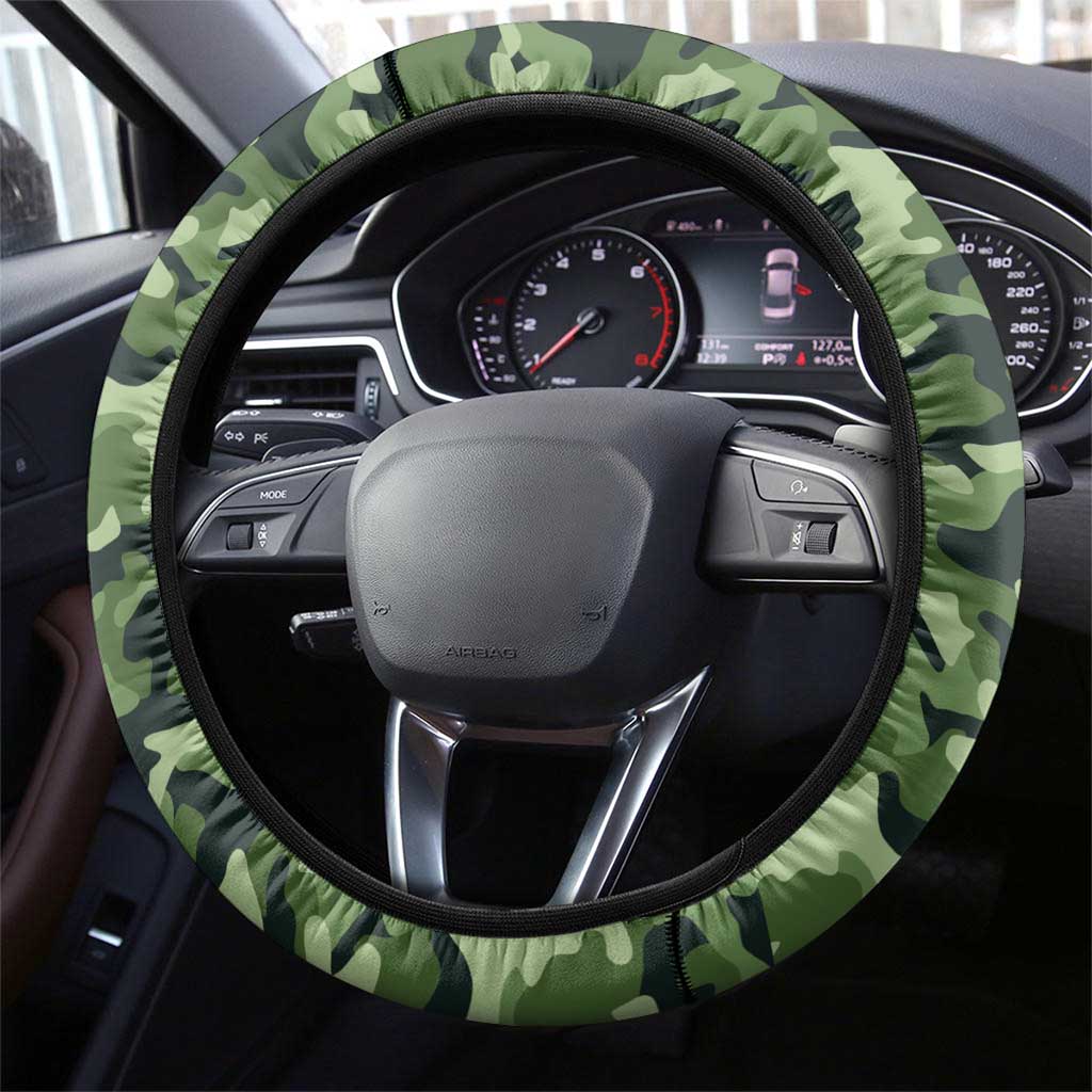 Bass Fishing Camouflage Steering Wheel Cover Zipper Stylized