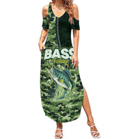 Personalized Bass Fishing Camouflage Summer Maxi Dress Zipper Stylized