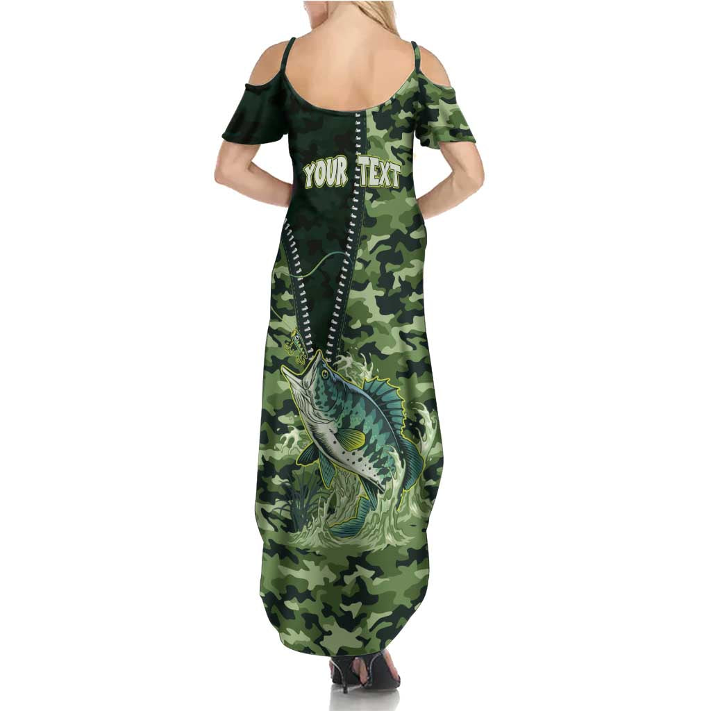 Personalized Bass Fishing Camouflage Summer Maxi Dress Zipper Stylized
