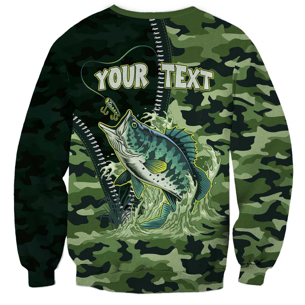 Personalized Bass Fishing Camouflage Sweatshirt Zipper Stylized