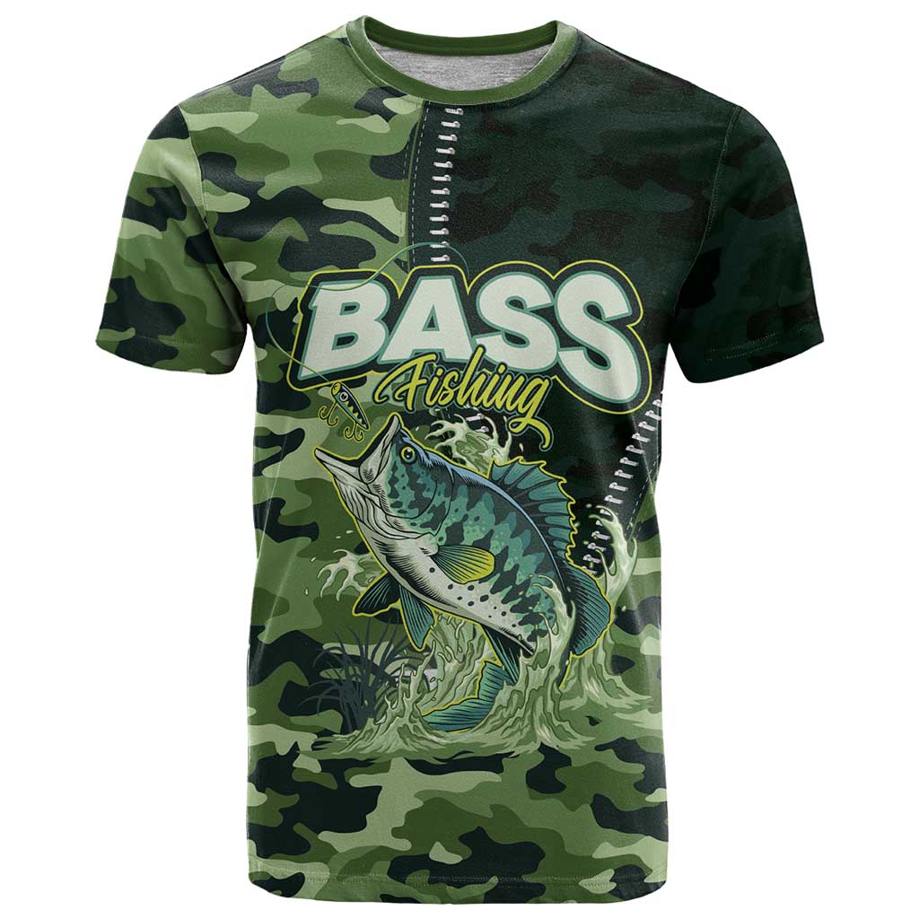 Personalized Bass Fishing Camouflage T Shirt Zipper Stylized