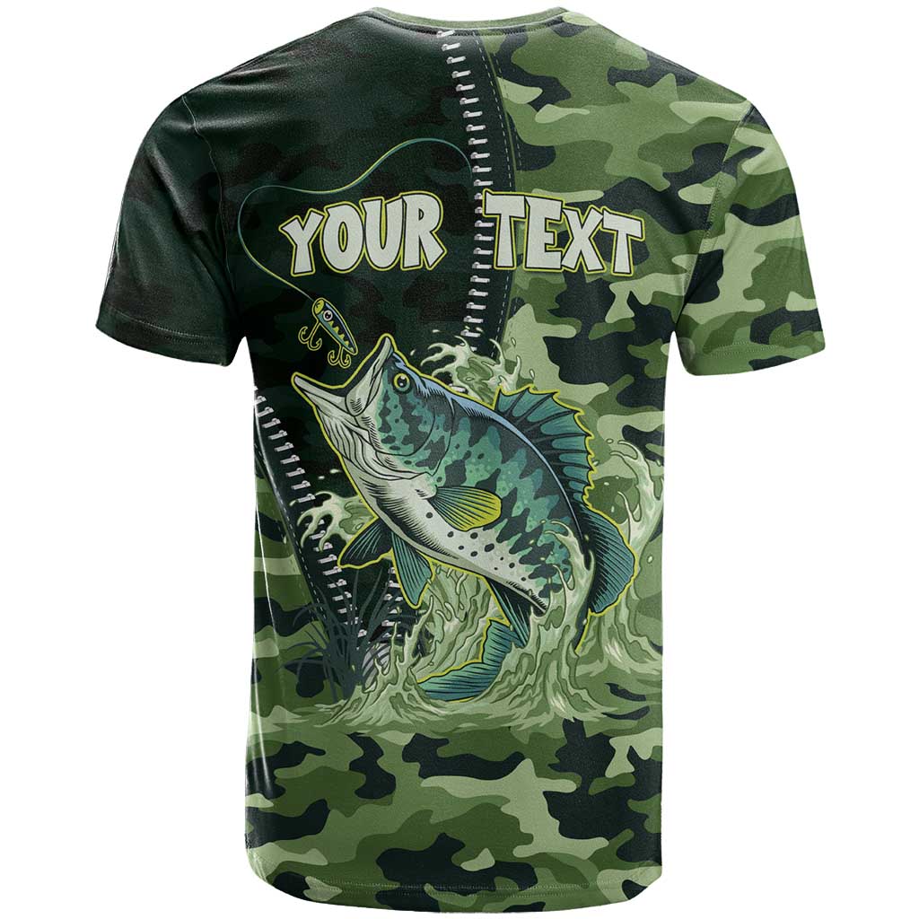 Personalized Bass Fishing Camouflage T Shirt Zipper Stylized