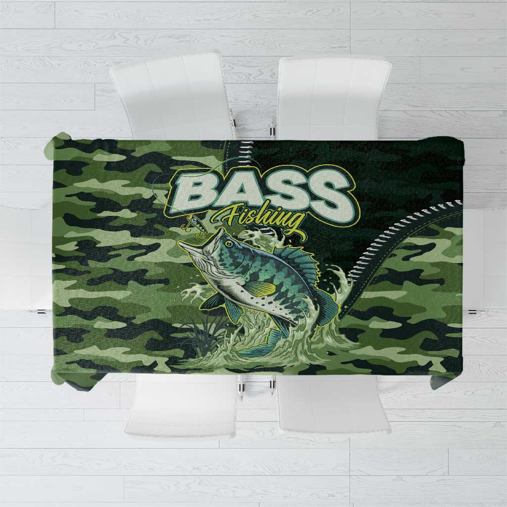 Bass Fishing Camouflage Tablecloth Zipper Stylized