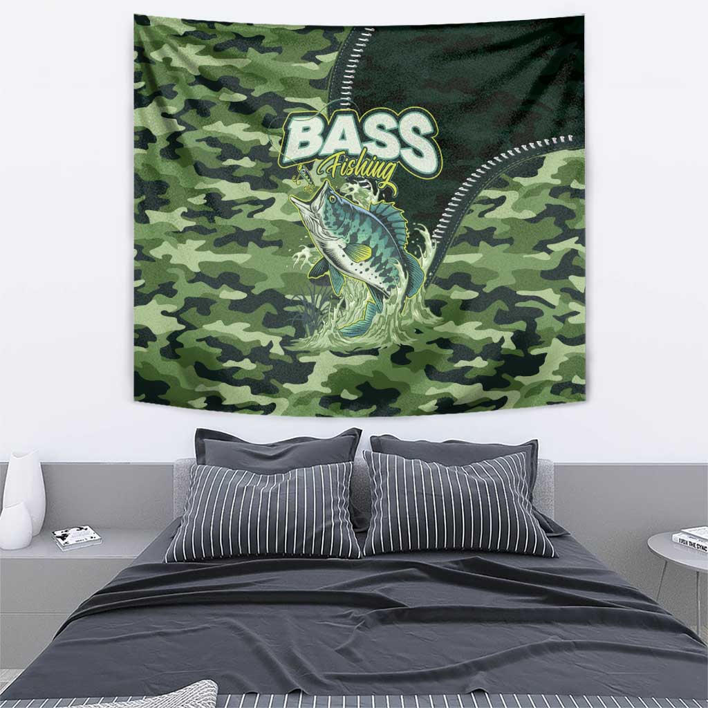 Bass Fishing Camouflage Tapestry Zipper Stylized