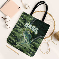 Bass Fishing Camouflage Tote Bag Zipper Stylized