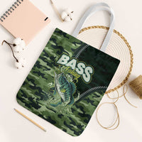 Bass Fishing Camouflage Tote Bag Zipper Stylized