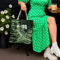 Bass Fishing Camouflage Tote Bag Zipper Stylized