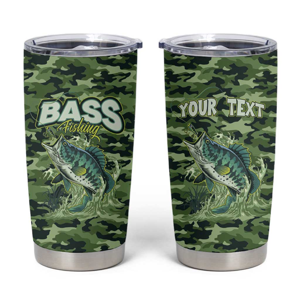 Personalized Bass Fishing Camouflage Tumbler Cup Zipper Stylized