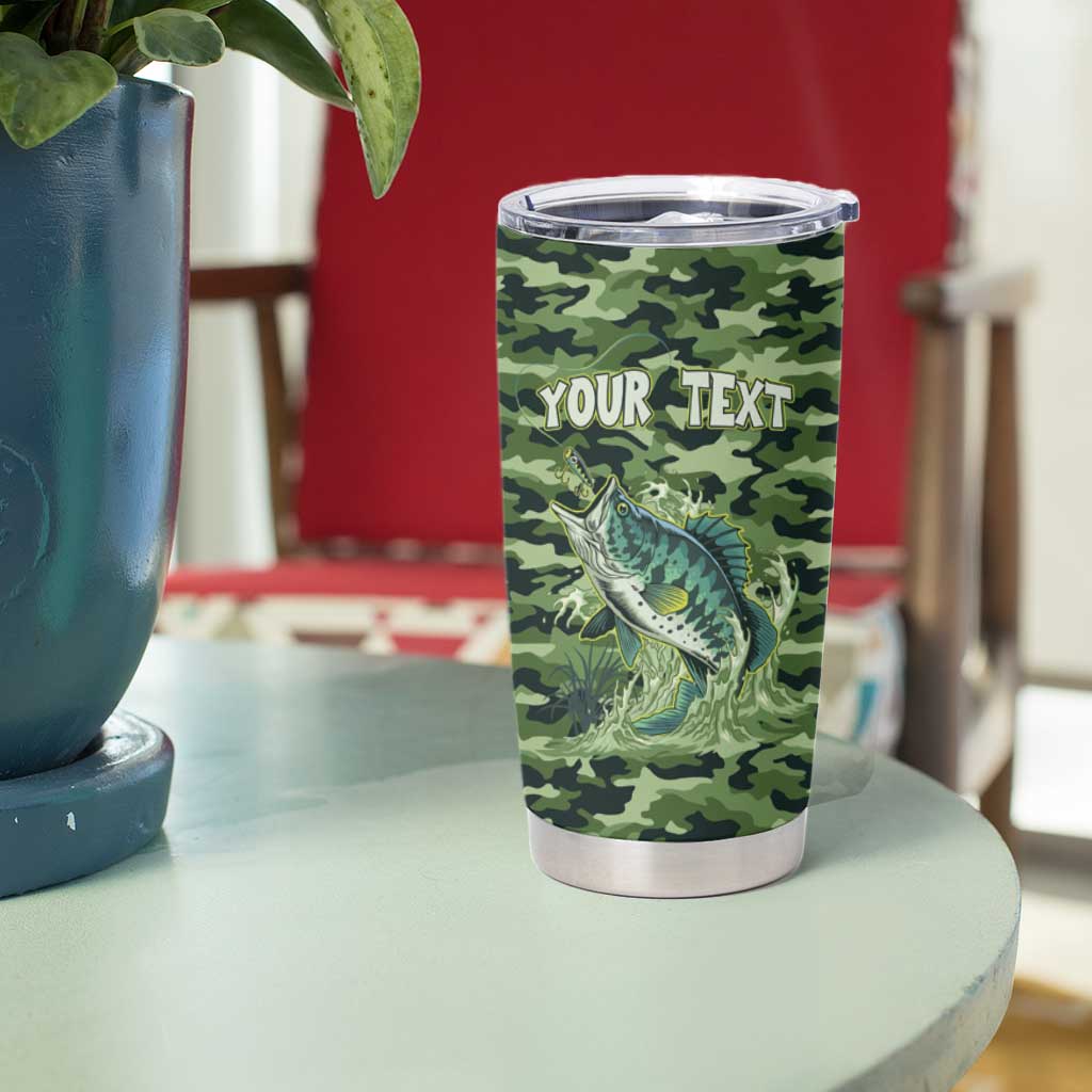 Personalized Bass Fishing Camouflage Tumbler Cup Zipper Stylized