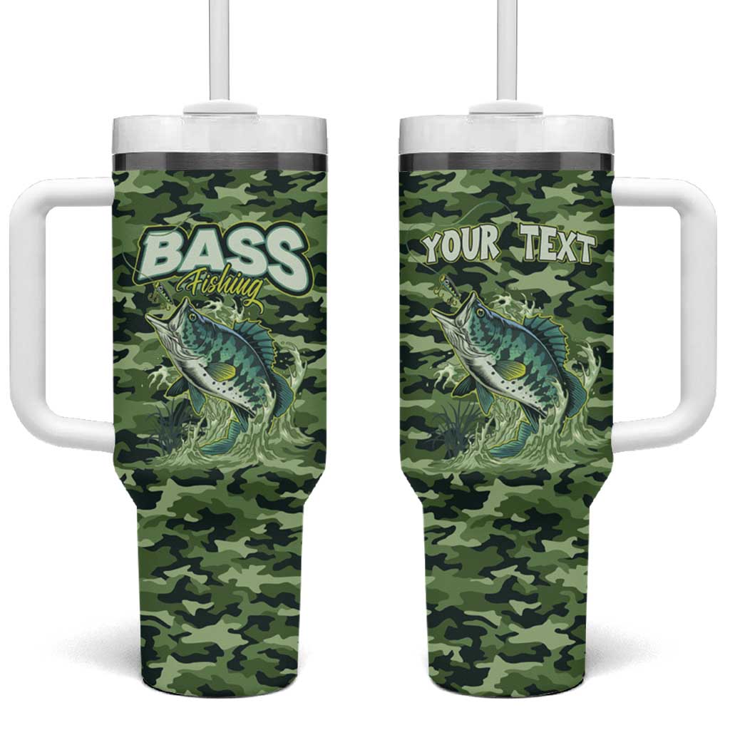 Personalized Bass Fishing Camouflage Tumbler With Handle Zipper Stylized