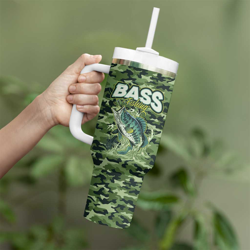 Personalized Bass Fishing Camouflage Tumbler With Handle Zipper Stylized