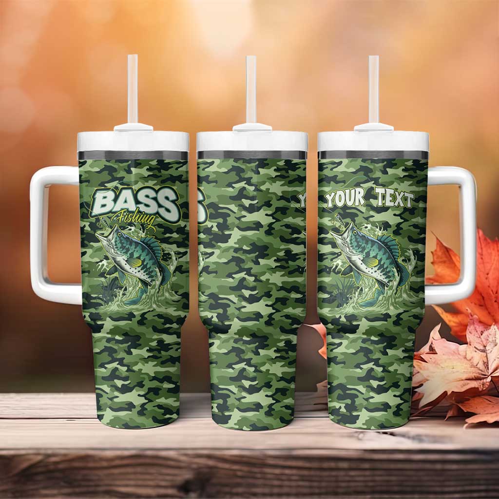 Personalized Bass Fishing Camouflage Tumbler With Handle Zipper Stylized