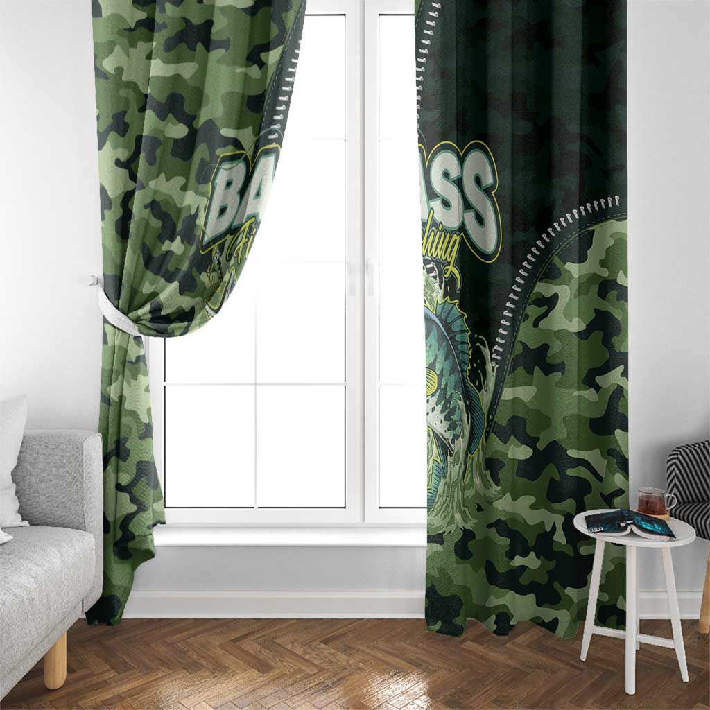 Bass Fishing Camouflage Window Curtain Zipper Stylized